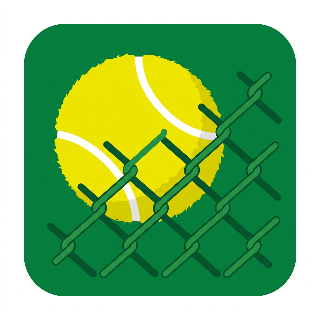 Illustration : une balle de tennis derrière un grillage vert